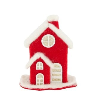 4A Red White Christmas Decoration House | Length 14 centimetre | Width 8 centimetre | Height 17 centimetre | Per 6 houses