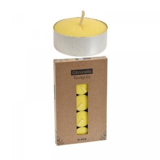 4A Citronella Theelichtjes Kaarsen | Kleur: Geel | Diameter 38 millimeter | Inhoud 15 theelichten | Kerst Decoratie | Per doos