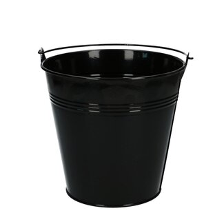 4A Zinken Emmertje Bloempot Plantenpot | Kleur: Zwart | Diameter 16 centimeter | Hoogte 15 centimeter | Per 10 emmertjes