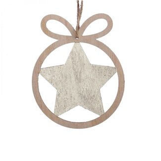 4A Champagne-coloured Wooden Christmas Hanger Star | Star diameter 8.5 centimetre | Per 6 hangers