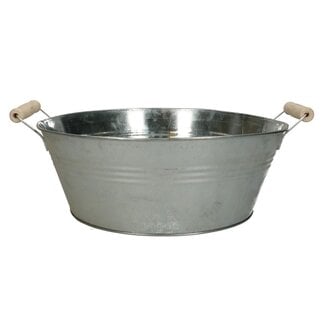 4A Silver-coloured Zinc Tub Flowerpot Plant pot with handles | Diameter 29 centimetre | Height 11 centimetre | Per 5 tubs