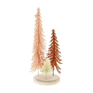 4A Kerstboom op Voet | Kleur: Roze Gemengde Kleuren | Diameter 13 centimeter | Hoogte 28 centimeter | Per 2 sets