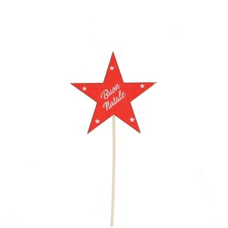 4A Red Christmas Decoration Pick Star “Merry Christmas” | Length pick ± 15 centimeter | Diameter star 7 centimeter | Per 25 picks