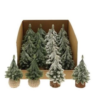 4A Groene Kerstboompjes met en zonder sneeuweffect | Diameter 8 centimeter | Hoogte 15 centimeter | Per 12 kerstbomen