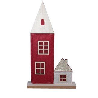 4A Red White Church Christmas Decoration | Length 20 centimetre | Height 35 centimetre | Per 6 churches