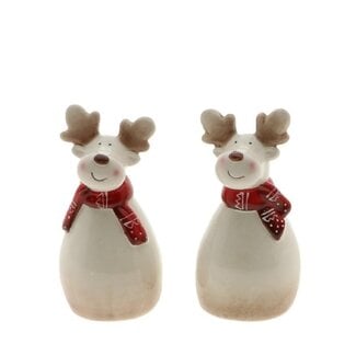 4A Rendier “Cody” Kerst Decoratie | Kleur: Wit Rood | Diameter 6 centimeter | Hoogte 11.5 centimeter | Kerst Decoratie | Per 12 rendieren