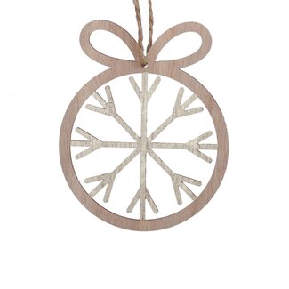 4A Champagne-coloured Wooden Christmas Hanger Snowflake | Diameter 8.5 centimeter | Per 6 hangers