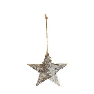 4A Natural White Brown Star Hanger | Christmas Decoration | Length 15 centimeter | Per 24 hangers