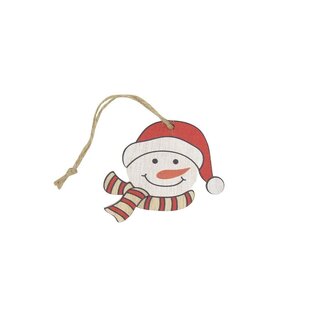 4A Sneeuwman Hanger | Kleur: Wit Rood | Kerst Decoratie | Lengte 7 centimeter | Per 24 hangers