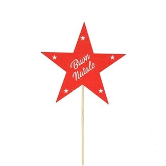4A Red Star "Buon Natale" pick | Star diameter 9 centimeter | Pick length ± 50 centimeter | Per 25 picks