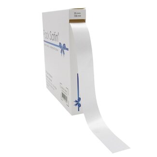 4A Ruban satin blanc naturel | Largeur 25 millimeter | Longueur 100 meter | Par rouleau