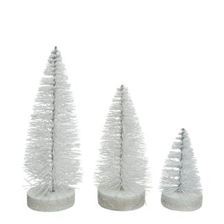 4A Natural White Brush Christmas Tree with Glitter | Diameter 12 centimeter | Height 21 centimeter | Per set of 3
