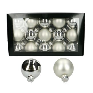 4A Kerstbal Bijsteker | Kleur: Zilver | Matte en glanzende ballen | Diameter kerstbal 60 millimeter | Kerst Decoratie | Per 30 bijstekers