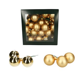 4A Gold-coloured Christmas bauble pick | Matte and glossy baubles | Diameter Christmas bauble 40 millimeter | Contents 36 picks | Per box