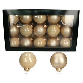 4A Kerstbal Bijsteker | Kleur: Champagne | Matte en glanzende ballen | Diameter kerstbal 60 millimeter | Kerst Decoratie | Per 30 bijstekers