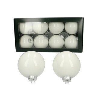 4A Kerstbal Bijsteker | Kleur: Pearl Naturel Wit | Diameter kerstbal 80 millimeter | Kerst Decoratie | Per 8 bijstekers