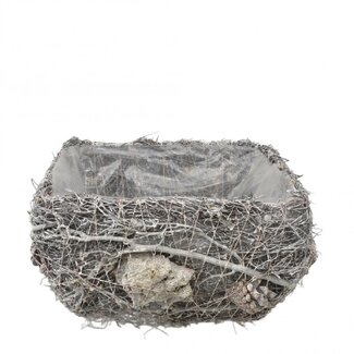 4A Salim Bloempot Plantenbak | Kleur: Grijs | Lengte 22 centimeter | Breedte 15 centimeter | Hoogte 12 centimeter | Per 2 plantenbakken