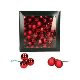 4A Red Christmas Bauble Pick | Matte and Glossy Balls | Diameter christmas bauble 25 millimeter | Per 144 bauble picks