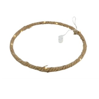 4A Ring met Jute en LED lichtjes | Kleur: Lichtbruin | Kerst Decoratie | Diameter 30 centimeter | Per 6 hangers