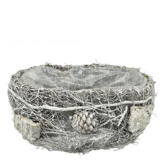 4A Salim Bloempot Plantenbak | Kleur: Grijs | Lengte 24 centimeter | Breedte 15 centimeter | Hoogte 12 centimeter | Per 2 plantenbakken