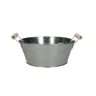 4A Zinken Bloembak Plantenpot met handvaten | Kleur: Zilverkleurig | Diameter 22 centimeter | Hoogte 9 centimeter | Per 10 bakken