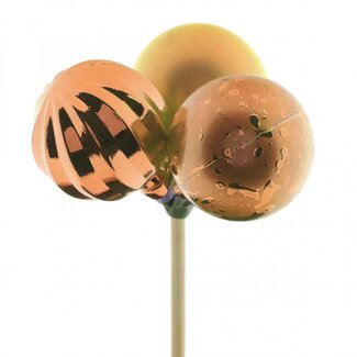 4A Apricot-coloured Christmas Bauble Trio Mix Pick | Christmas Decoration | Diameter bauble 4 centimetre | Length pick ± 50 centimetre | Per 10 picks