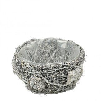 4A Salim Bloempot Plantenbak | Kleur: Grijs | Diameter 20 centimeter | Hoogte 12 centimeter | Per 2 plantenbakken