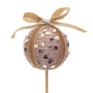 4A Kerstbal Bon Bon Bijsteker | Kleur: Brons | Diameter kerstbal 6 centimeter | Lengte bijsteker ± 50 centimeter | Kerst Decoratie | Per 25 bijstekers