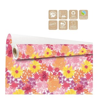 4A Pink Yellow Orange Paper on roll “Florencia” | Width 80 centimeter | Length 40 meter | Per roll
