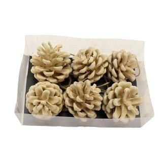 4A Beige Pinecone Hanger | Christmas Decoration | Length 6 centimetre | Per 6 hangers