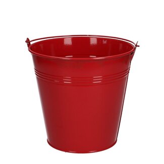 4A Zinken Emmer Bloempot Plantenpot | Kleur: Rood | Diameter 16 centimeter | Hoogte 15 centimeter | Per 10 emmers