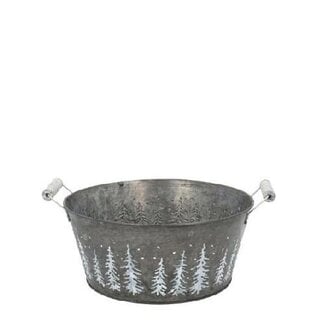 4A Gris en zinc Pohon jardinière pot de plante avec sapin de Noël | Diamètre 20 centimeter | Hauteur 10 centimeter | Par 9 bacs
