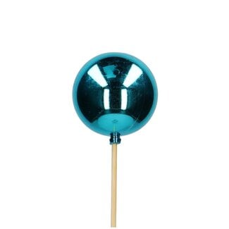 4A Kerstbal Bijsteker | Kleur: Blauw | Kerst Decoratie | Diameter kerstbal 6 centimeter | Lengte bijsteker ± 50 centimeter | Per 25 bijstekers
