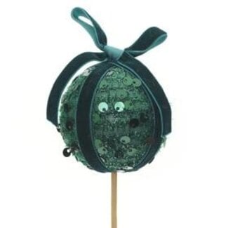 4A Green Christmas bauble Bon Bon stem pick | Bauble diameter 6 centimeter | Stem pick length ± 50 centimeter | Per 25 stem picks