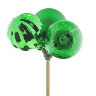4A Kerstbal Trio Mix Bijsteker | Kleur: Groen | Kerst Decoratie | Diameter kerstbal 4 centimeter | Lengte bijsteker ± 50 centimeter | Per 10 bijstekers