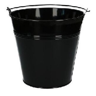 4A Zinken Emmer Bloempot Plantenpot | Kleur: Zwart | Diameter 20 centimeter | Hoogte 18.5 centimeter | Per 5 emmers