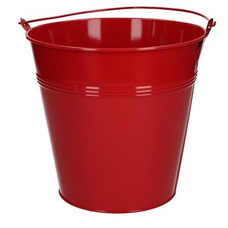 4A Zinken Emmer Bloempot Plantenpot | Kleur: Rood | Diameter 20 centimeter | Hoogte 18.5 centimeter | Per 5 emmers