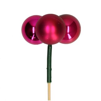 4A Red Pink Christmas bauble Trio Mix pick | Christmas Decoration | Diameter bauble 4 centimeter | Length pick ± 50 centimeter | Per 10 picks