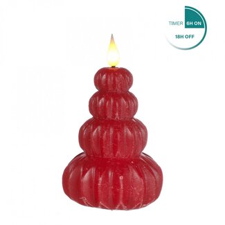 4A Red Christmas Tree LED Candle Wax | Christmas Decoration | Diameter 7 centimeter | Hoogte 12 centimeter | Per 6 candles