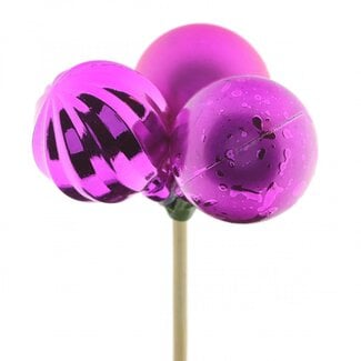 4A Cherry-coloured Christmas bauble Trio Mix stake | Christmas decoration | Bauble diameter 4 centimeter | Length stake ± 50 centimeter | Per 10 stakes