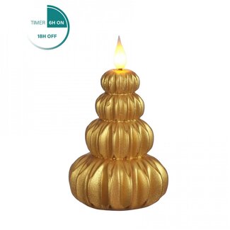 4A Gold-coloured Christmas tree LED Candle Wax | Christmas Decoration | Diameter 7 centimetre | Height 12 centimetre | Per 6 candles