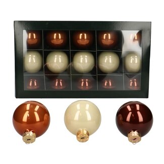 4A Brown Cream Bronze Christmas Bauble Pick | Matte and glossy baubles | Diameter bauble 60 millimetre | Per 30 picks