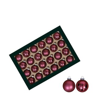 4A Kerstbal Bijsteker | Kleur: Donkerroze | Matte en glanzende ballen | Diameter kerstbal 40 millimeter | Inhoud 48 bijstekers | Kerst Decoratie | Per doos