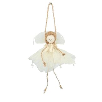 4A Naturel Blanc Ange Suspension | Décoration de Noël | Longueur 14 centimeter | Par 3 suspensions