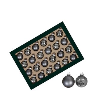 4A Grey Christmas Baubles | Shiny and Matt Christmas Baubles | Diameter 25 millimeter | Per 24 Christmas Baubles