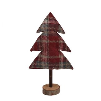 4A Kerstboom met Ruitmotief | Kleur: Rood | Kerst Decoratie | Lengte 15 centimeter | Breedte 5.5 centimeter | Hoogte 28 centimeter | Per 6 kerstboompjes