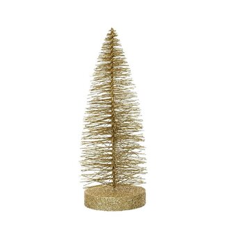 4A Gold-coloured Brush Christmas Tree with Glitters | Diameter 8 centimeter | Height 20 centimeter | Per 24 Christmas trees