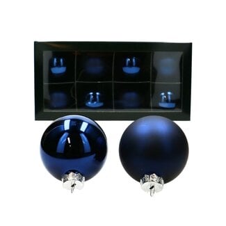 4A Blue Christmas baubles | Shiny and Matte baubles | Diameter 80 millimeter | Per 8 Christmas baubles