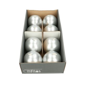 4A Bolkaars | Kleur: Zilverkleurig | Diameter 8 centimeter | Brandtijd 23 uur | Per 8 kaarsen