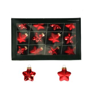 4A Red Christmas baubles in star shape | Shiny and matte baubles | Diameter 40 millimetre | Per 12 Christmas baubles